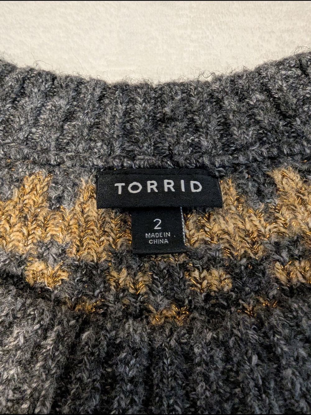 Torrid Gray Fair Isle Crewneck Sweater with Copper Pattern - Picture 4 of 4